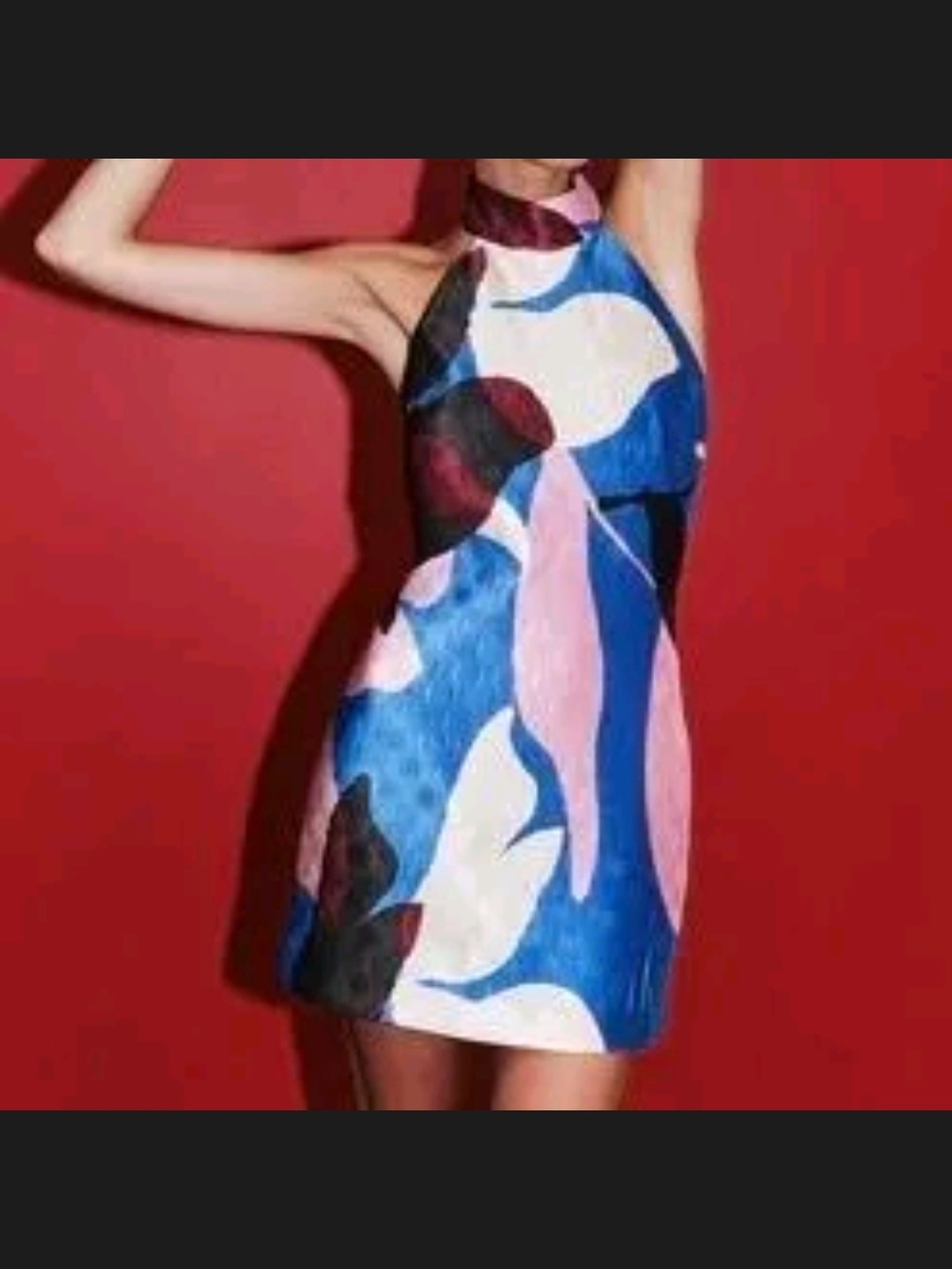 Rebecca Vallance Mika Mini Blue & Pink Abstract Halter, $525MSRP